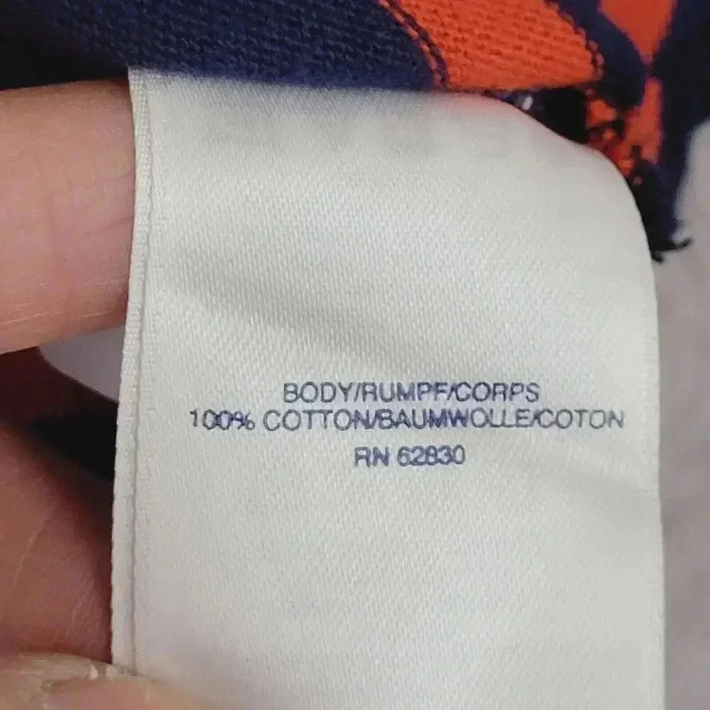 Striped Lands End Womens T-Shirt Size L Navy & Orange Casual Short Sleeve 30PT - Picture 6 of 8